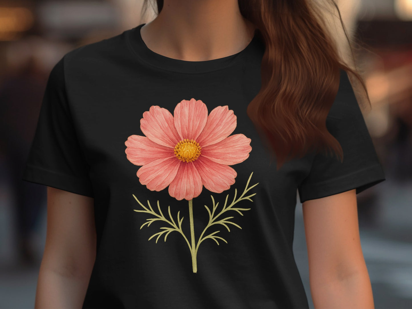 Pink Flower Graphic Design Short Sleeve Shirt product