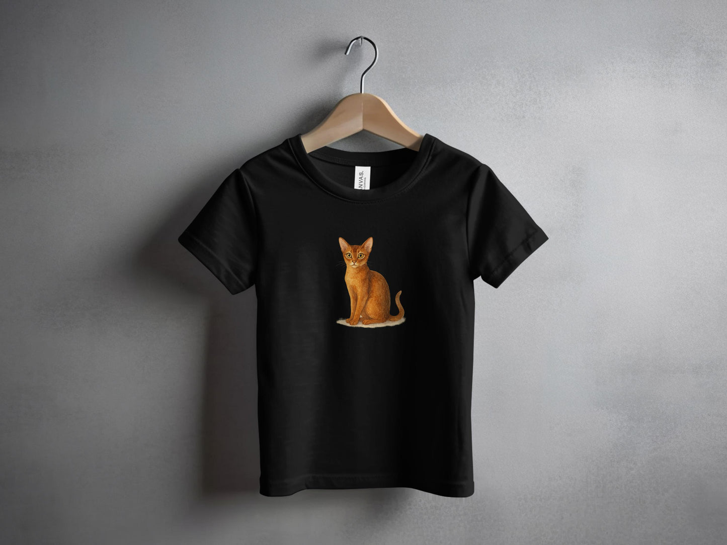 Cute Cat Print Black T-Shirt for Kids and Teens product