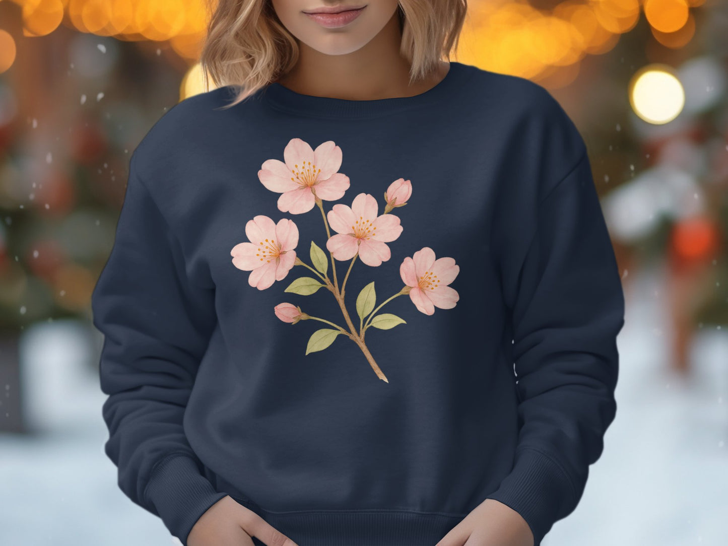 Floral Blossom Design Navy Blue Sweatshirt product