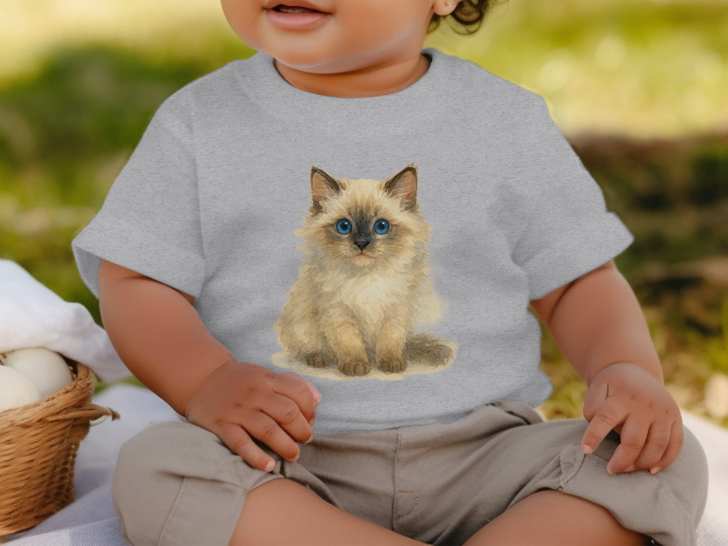 Cute Baby with Adorable Kitten Design T-Shirt product type