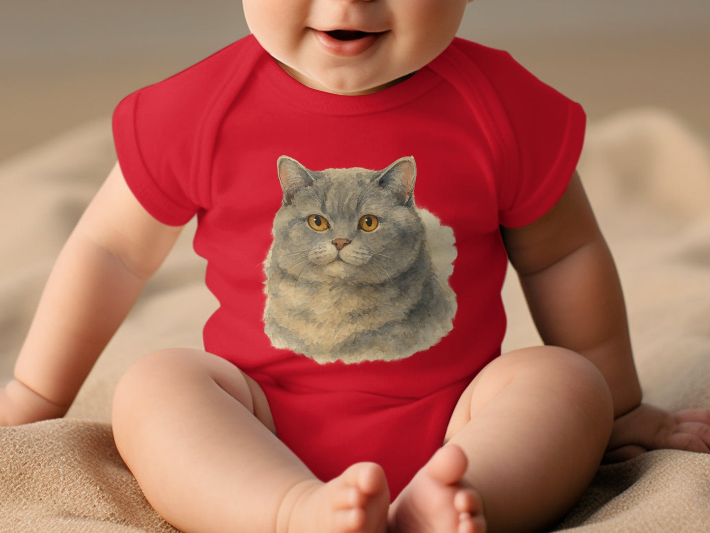 Cute Baby Onesie with Adorable Cat Print product