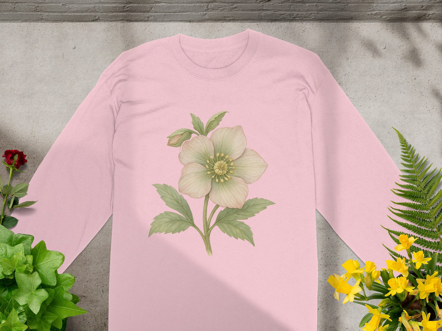 Beautiful Floral Design Pink Long Sleeve Shirt product type