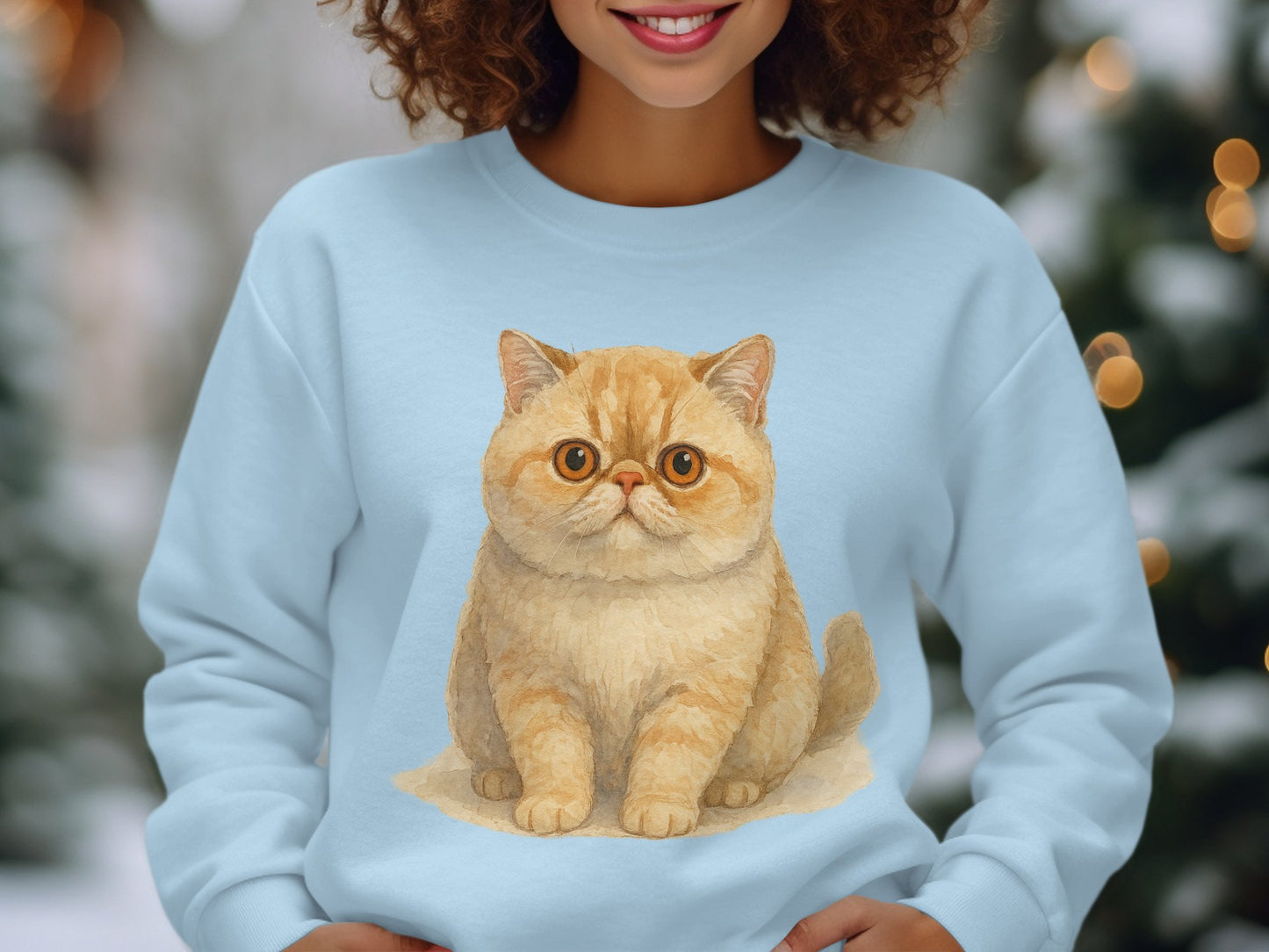 Cute Ginger Cat Design on Soft Blue Sweatshirt product