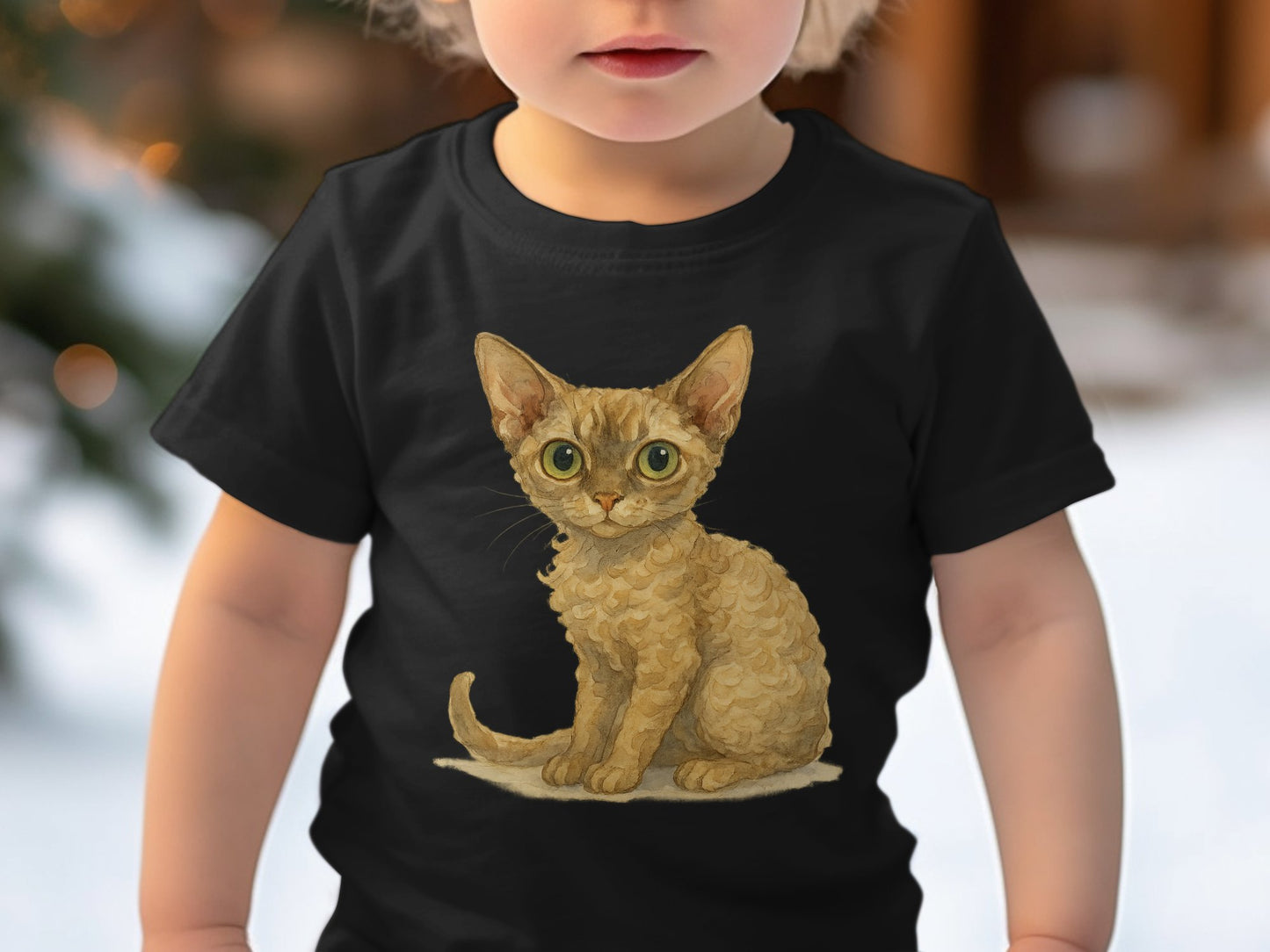 Adorable Curly Haired Cat Illustration T-Shirt product