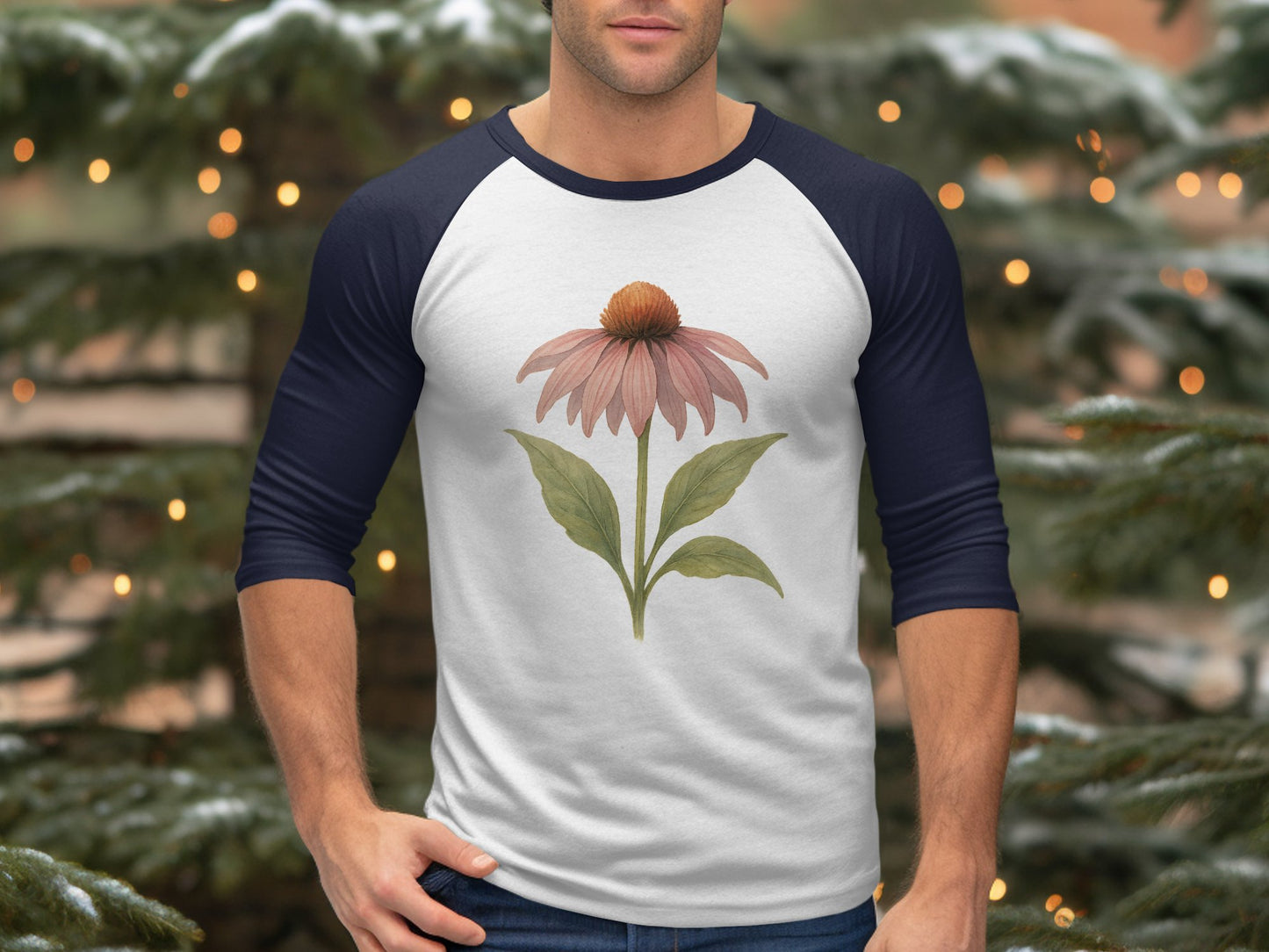 Botanical Flower Design on Raglan Sleeve Shirt product