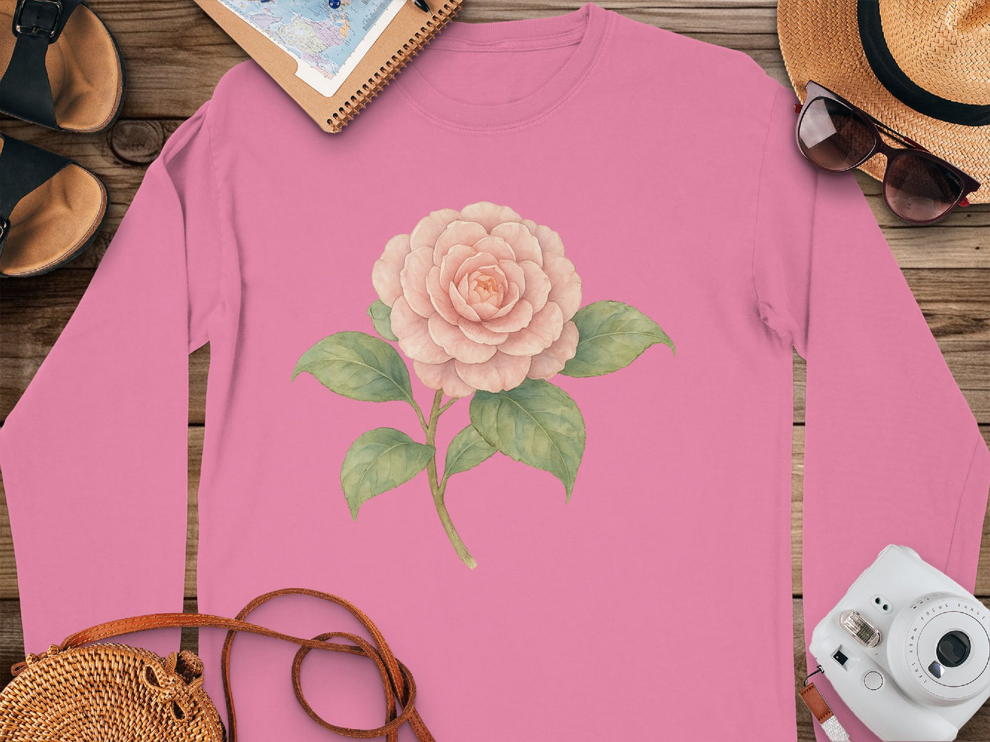 Pink Long Sleeve Shirt with Floral Print product