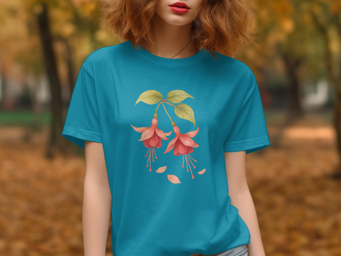 Beautiful Teal Tee with Floral Design T-shirt product