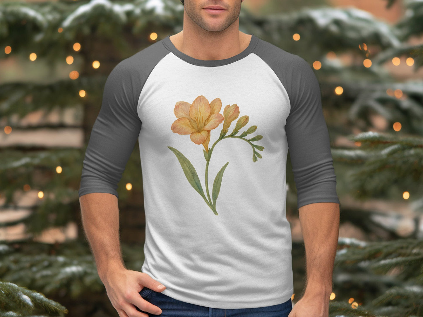 Floral Watercolor Print Baseball Tee product