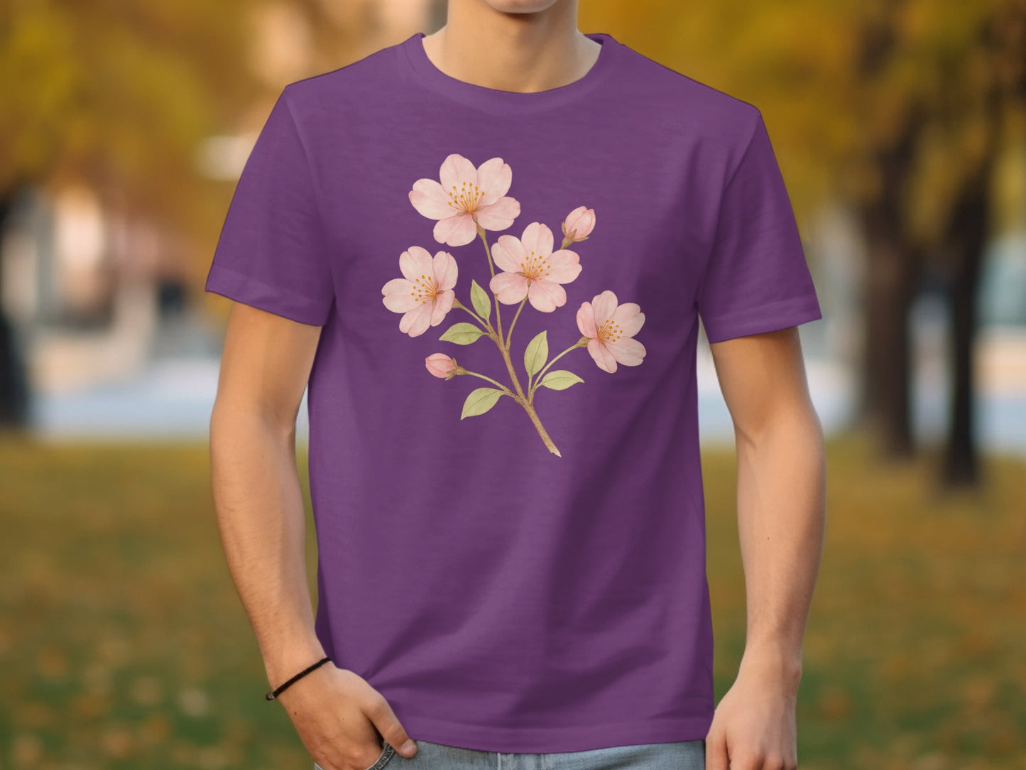Cherry Blossom Graphic Print Purple T-Shirt product