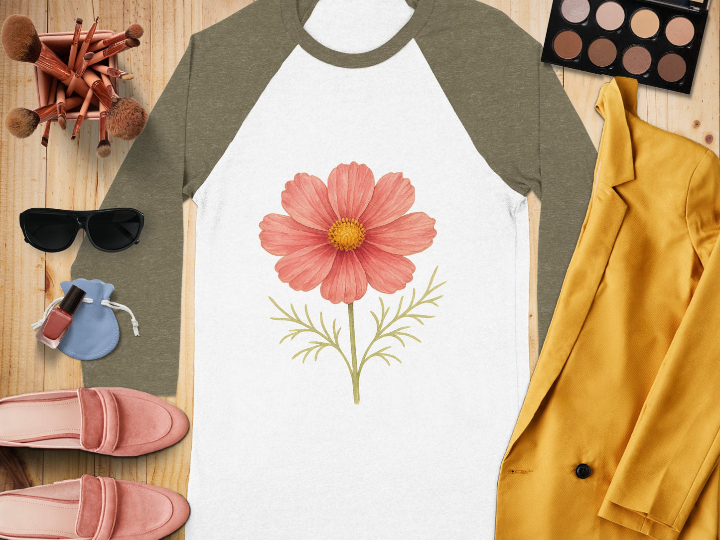 Floral Design Baseball Style Raglan Tee product