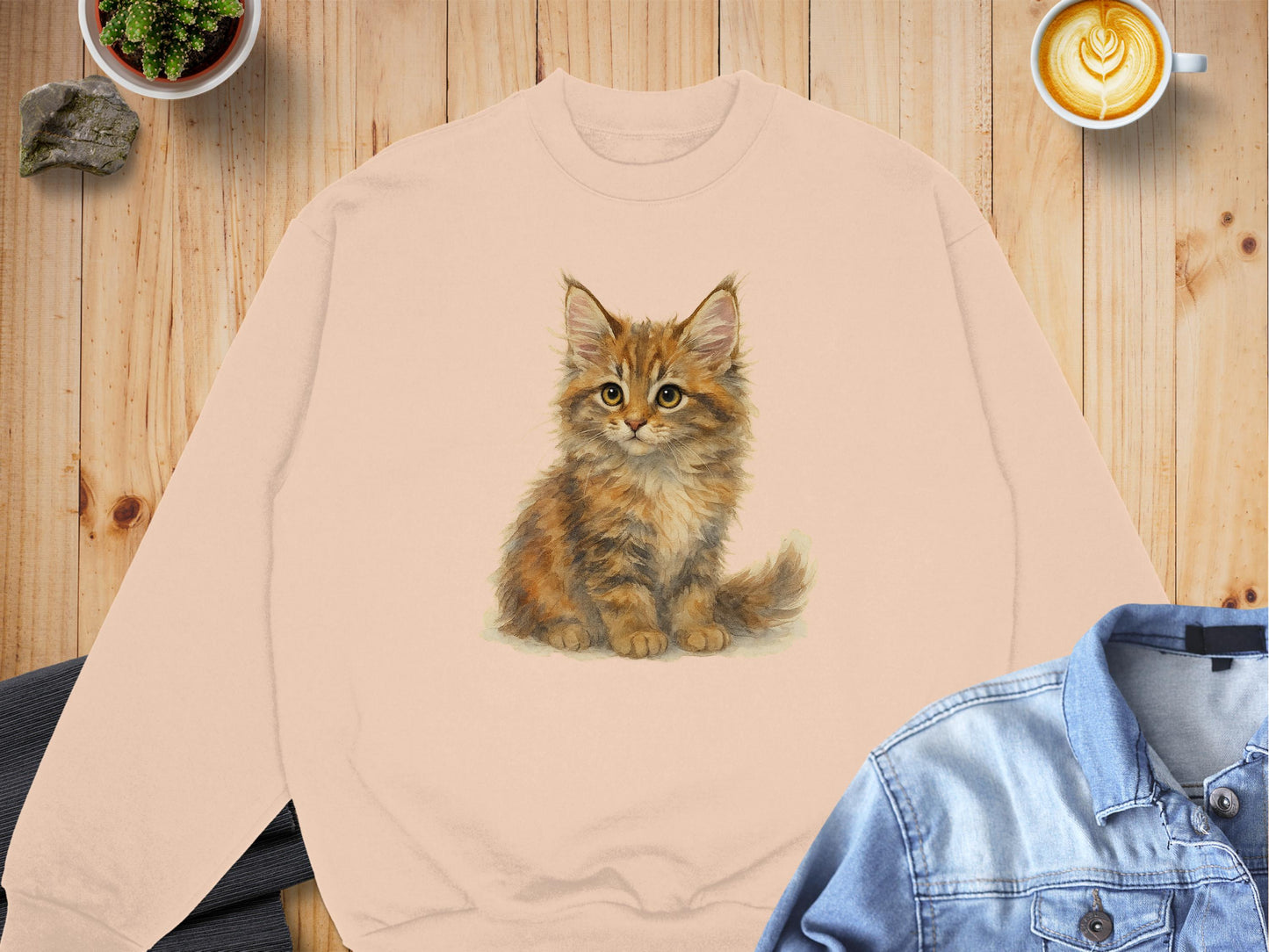 Cute Kitten Design Sweatshirt Perfect Casual Product