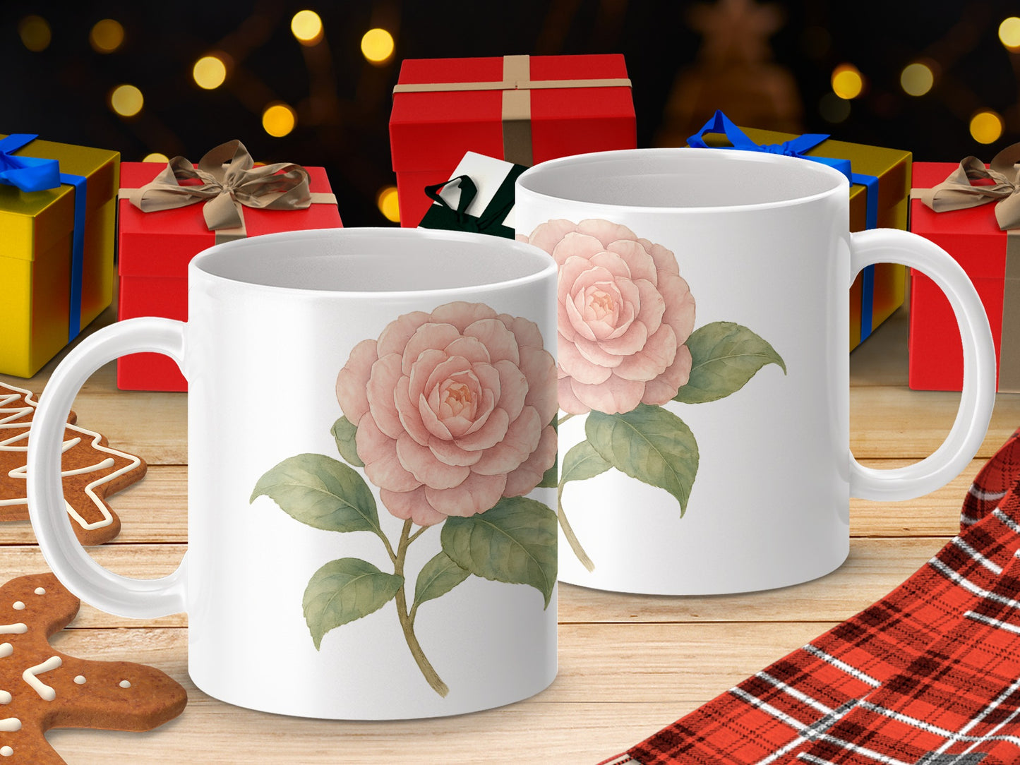 Elegant Floral Mug with Festive Holiday Gift Product