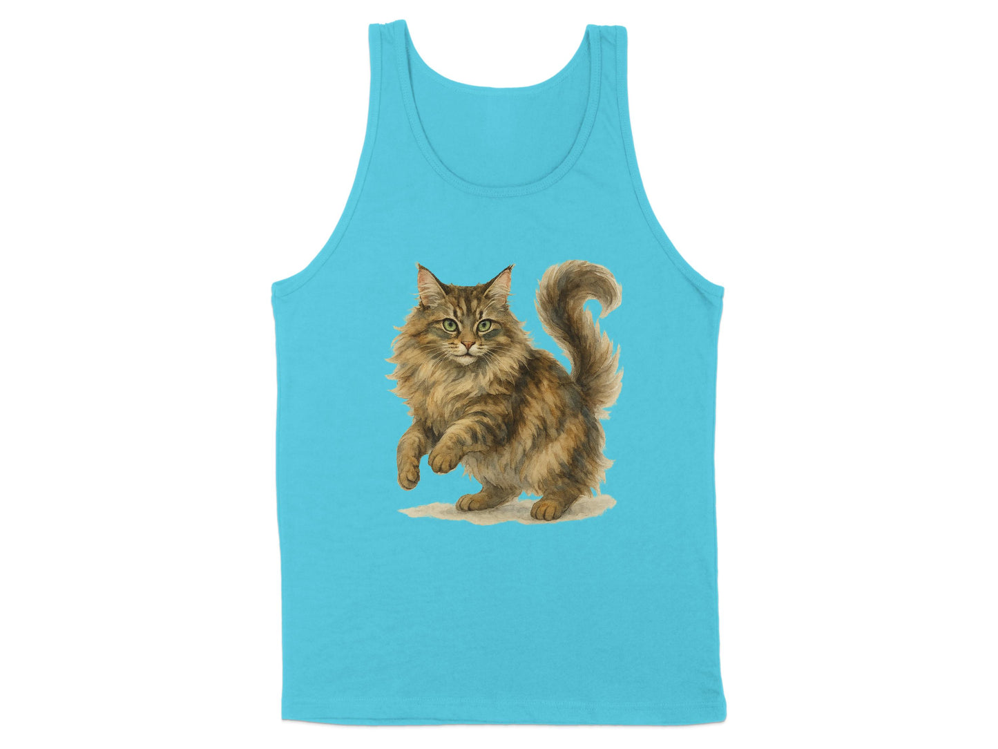 Furry Cat Graphic Design Blue Tank Top product
