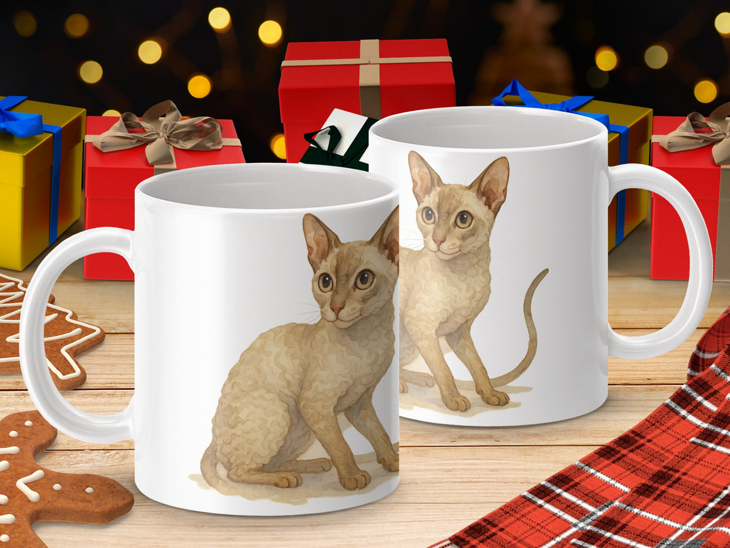 Cute Devon Rex Cat Illustration Mug product type