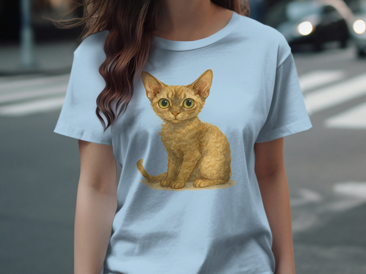 Cute Cat Illustration on White T-Shirt product type