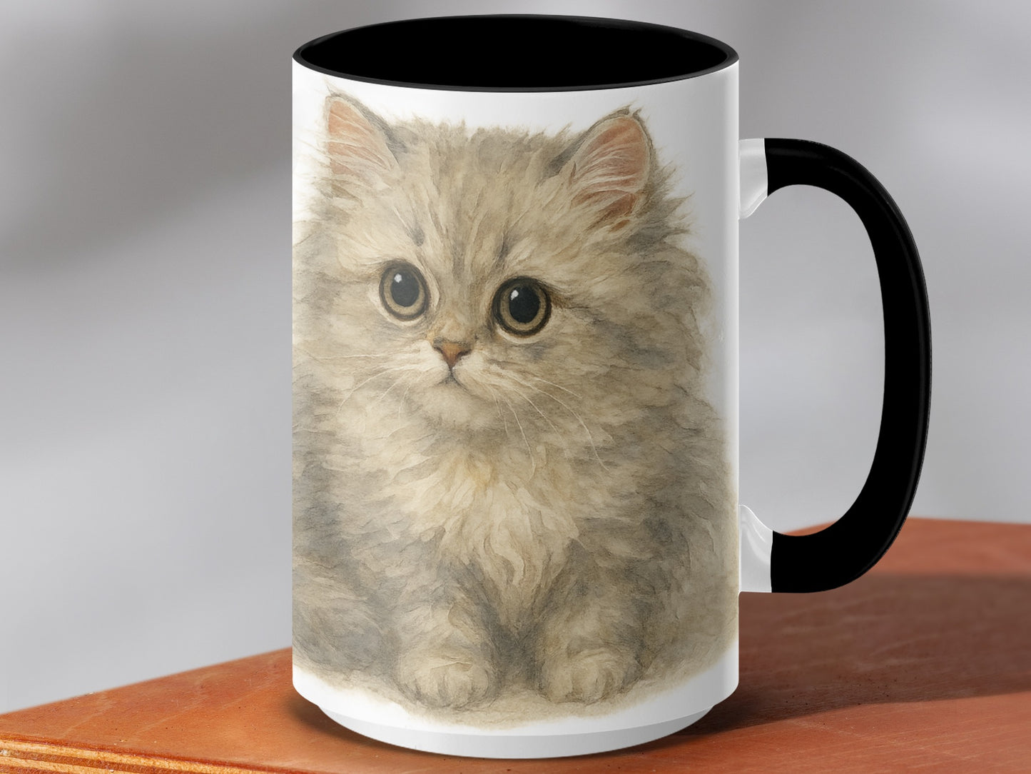 Fluffy Kitten Design on Ceramic Mug Cute Pet Lover product