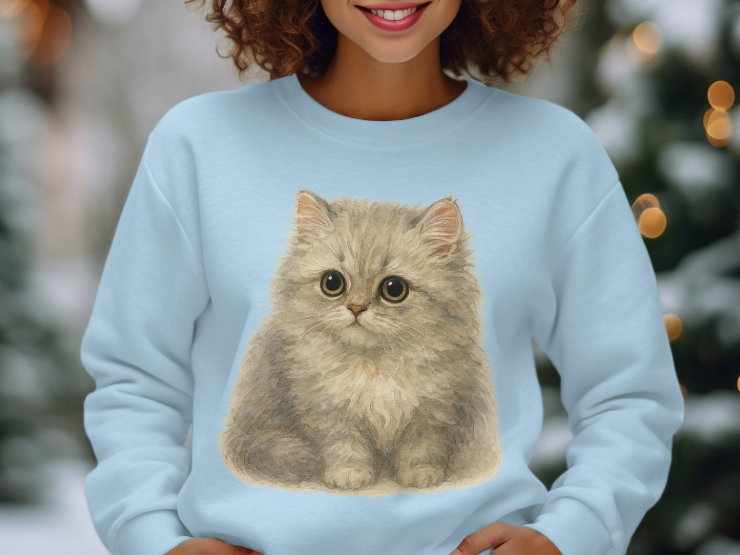 Adorable Fluffy Kitten Sweatshirt Cute Pet Lover Product