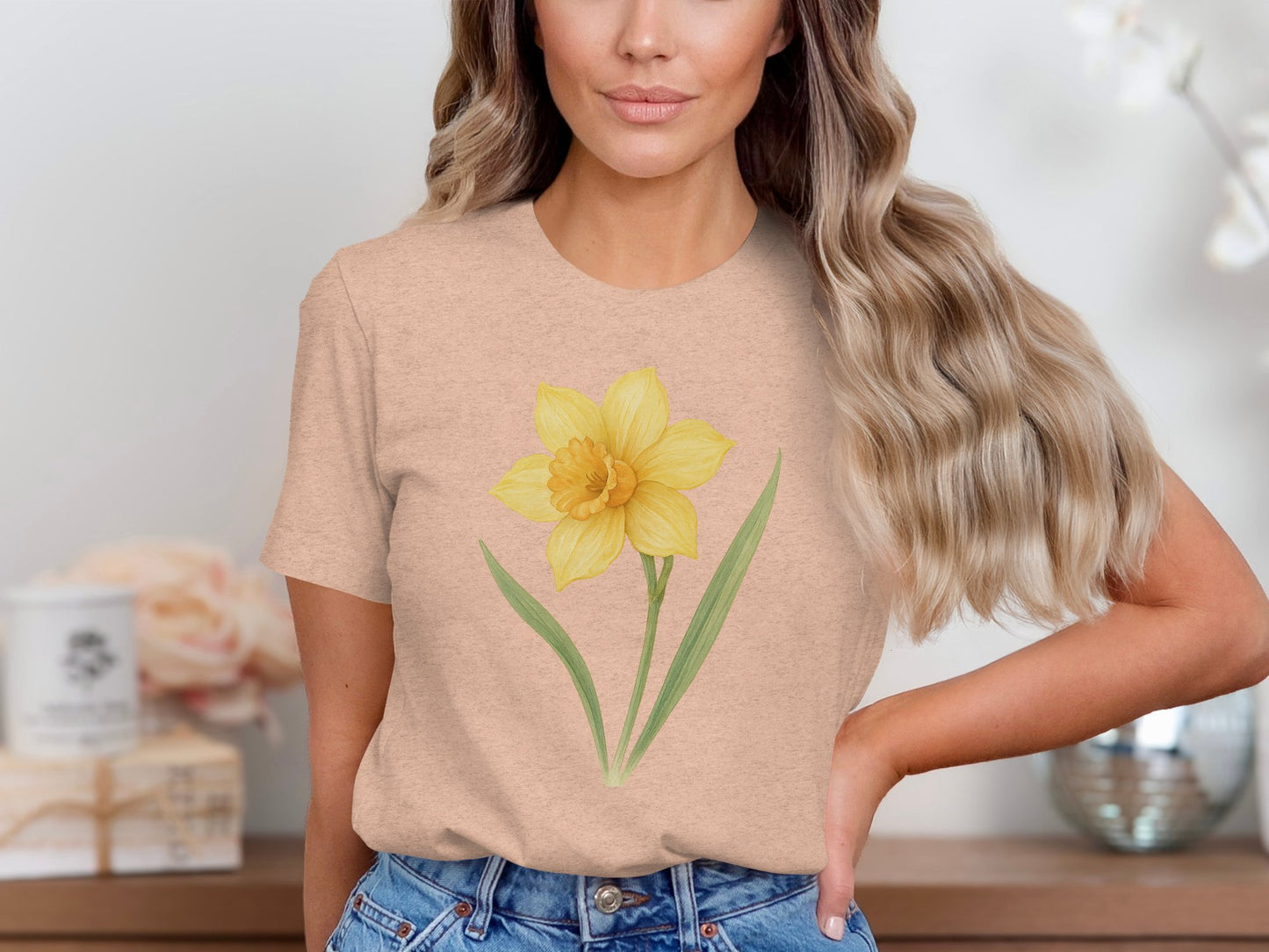 Yellow Daffodil Graphic Printed Casual T-shirt product