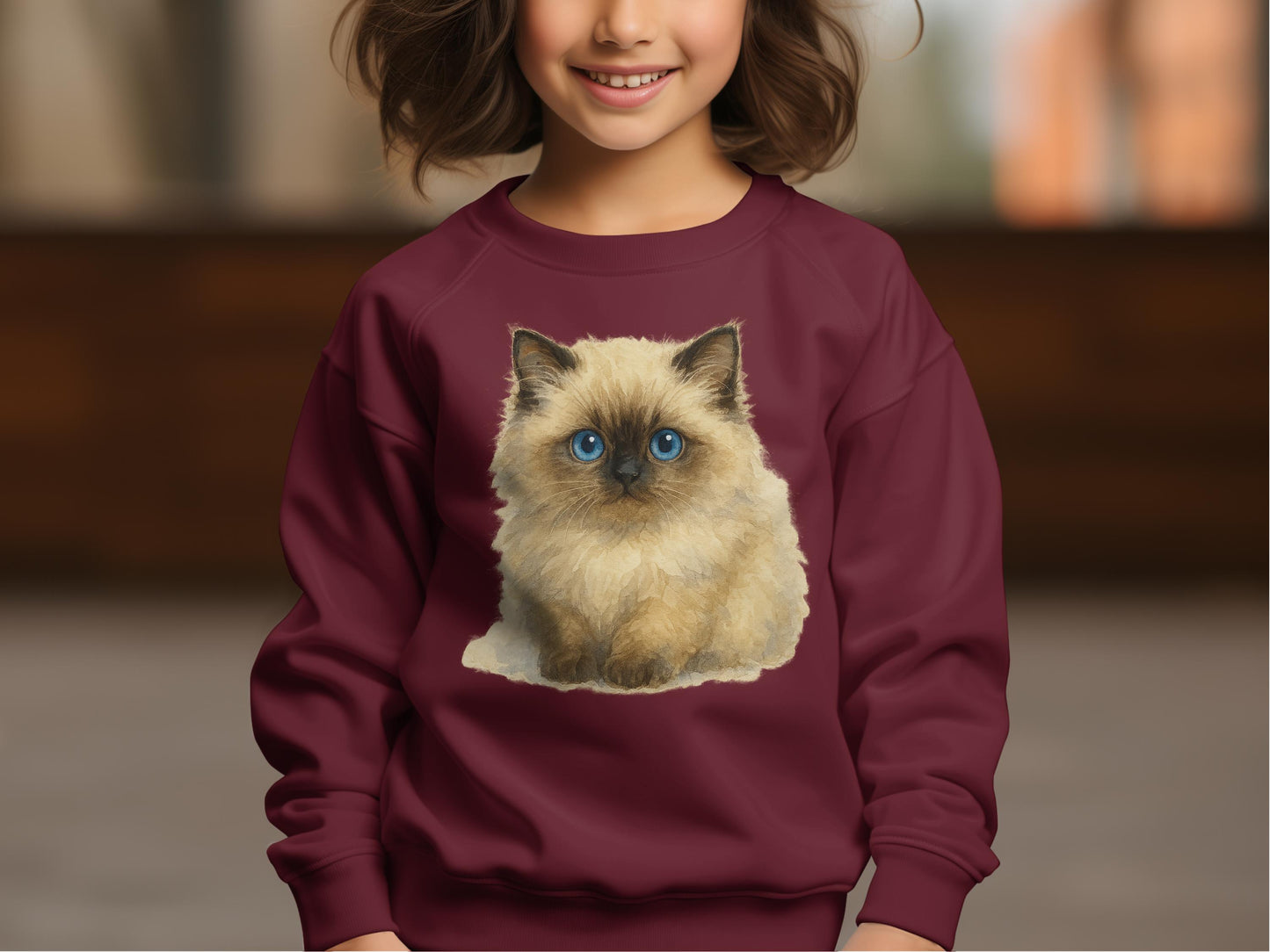 Adorable Furry Kitten Design Kids Sweatshirt product type