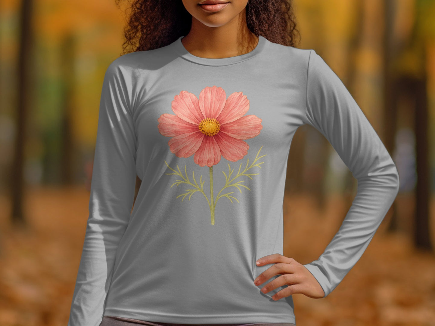 Long Sleeve Shirt with Pink Flower Graphic product