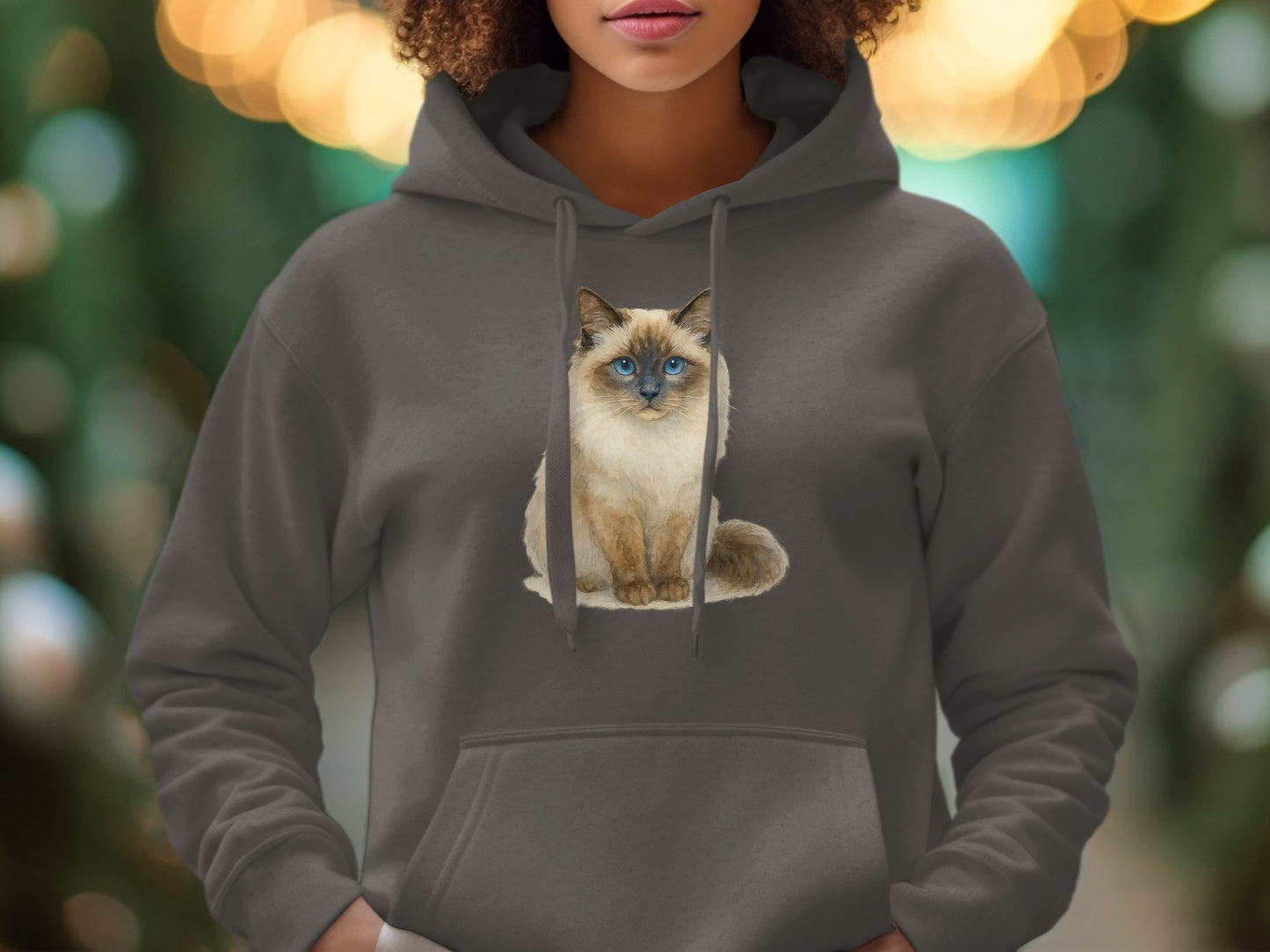 Cozy Hoodie Featuring Adorable Blue-Eyed Cat Design product type