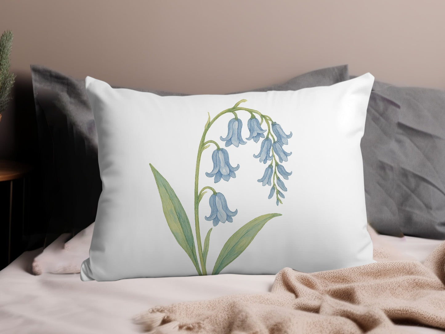 Elegant Bluebell Illustration White Pillow product
