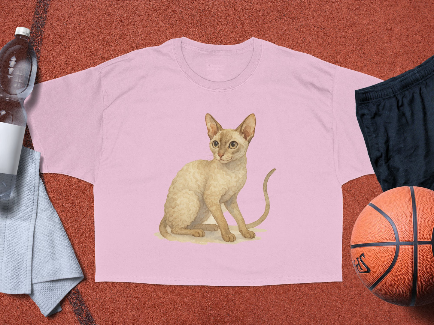 Cute Cat Illustration on Casual Pink T-shirt product type