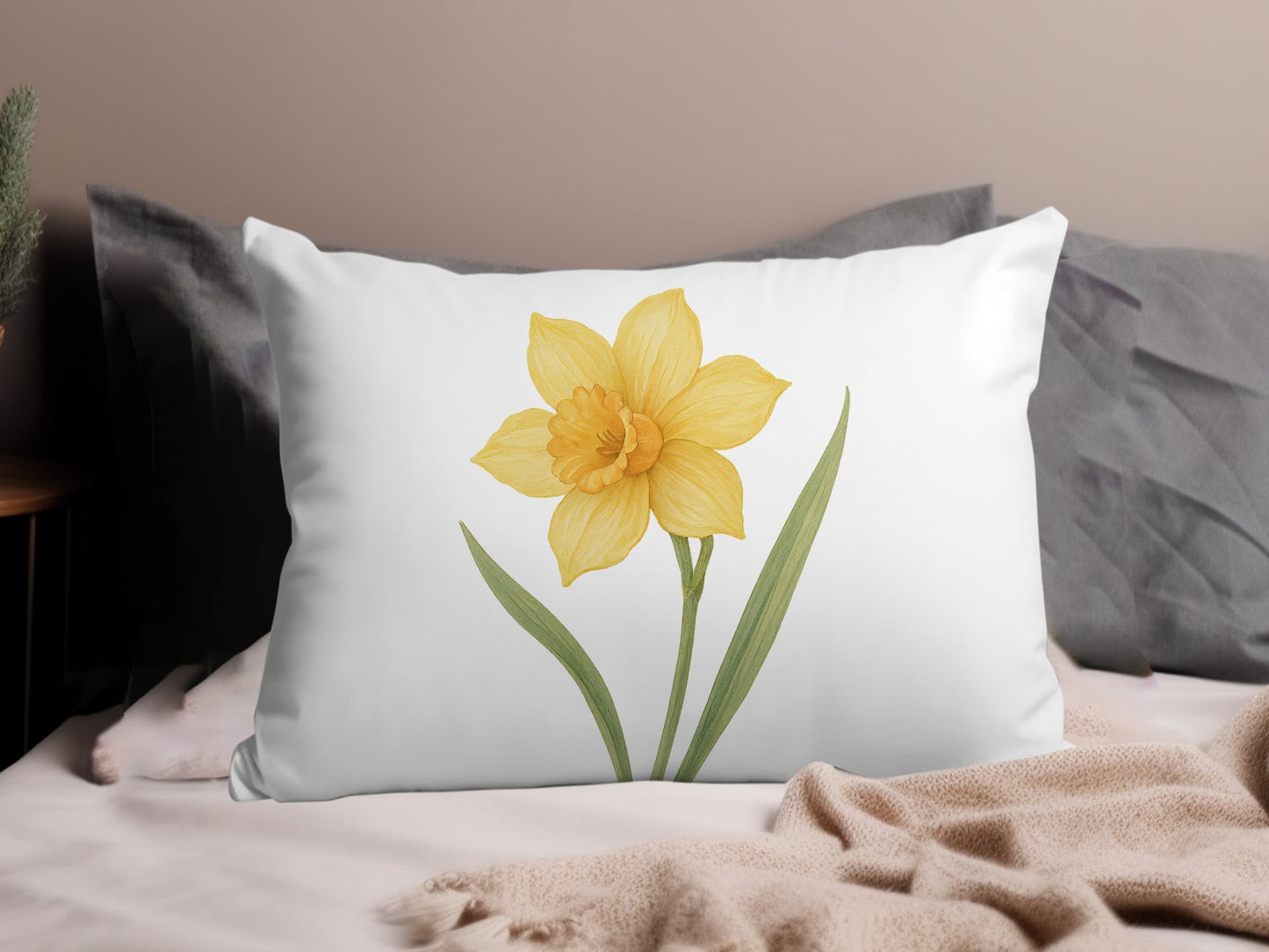 Elegant Daffodil Flower Design Throw Pillow product