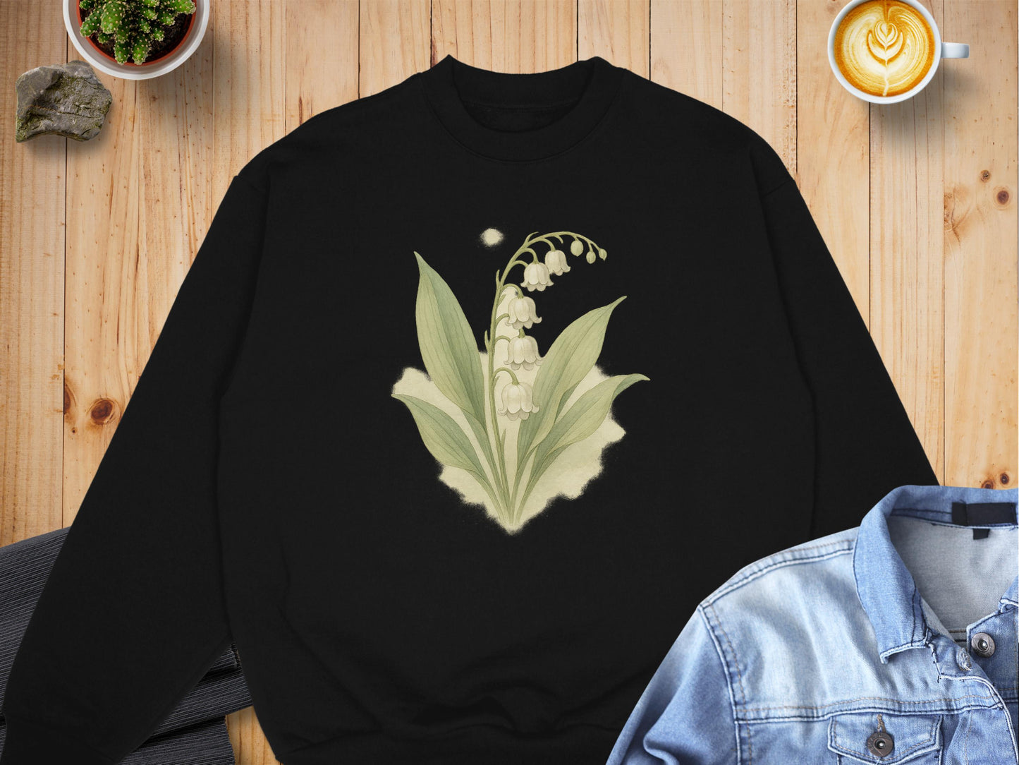 Black Sweatshirt With Lily of the Valley Design product