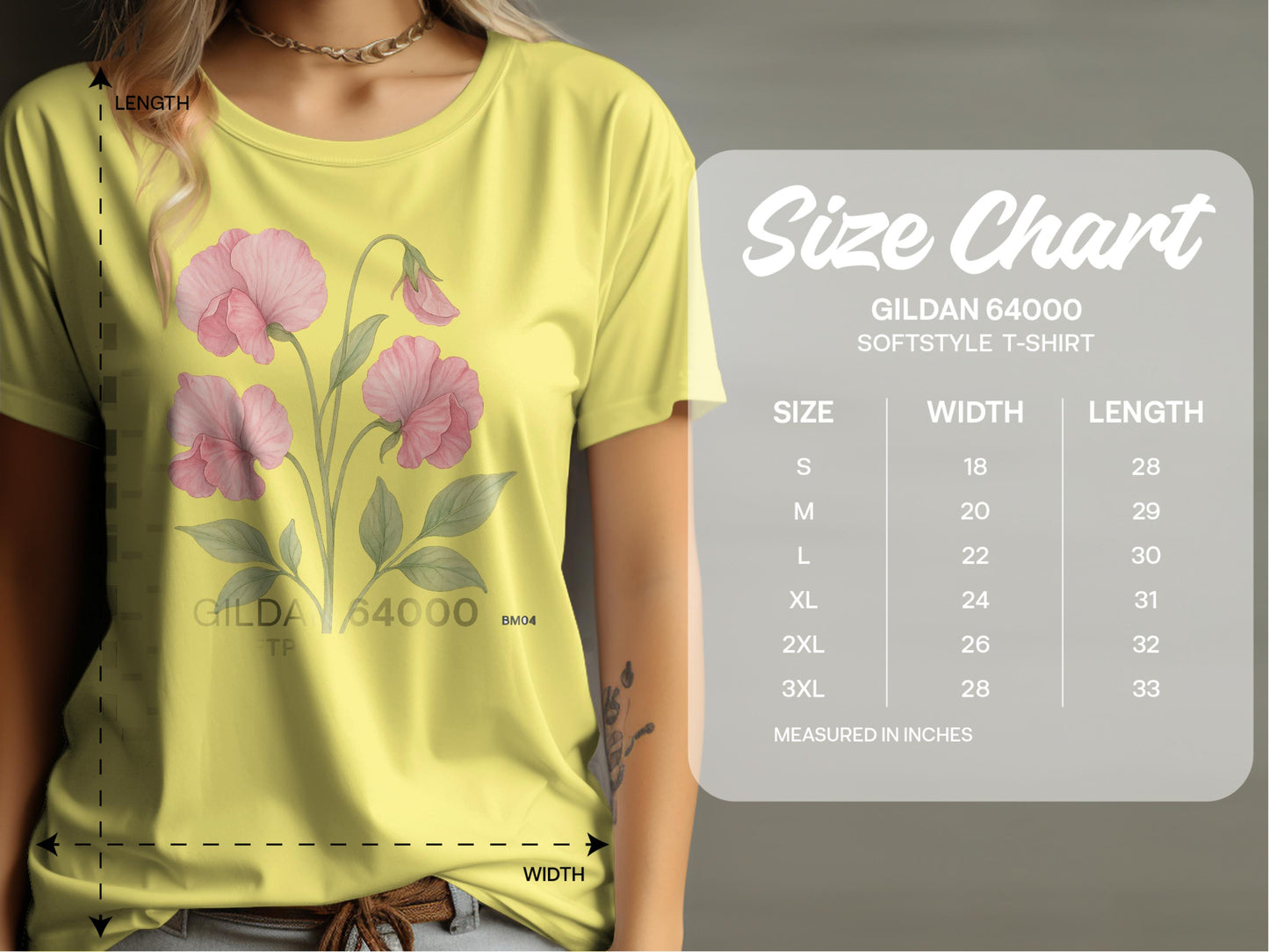 Floral Print Gildan 64000 Softstyle T-Shirt product type