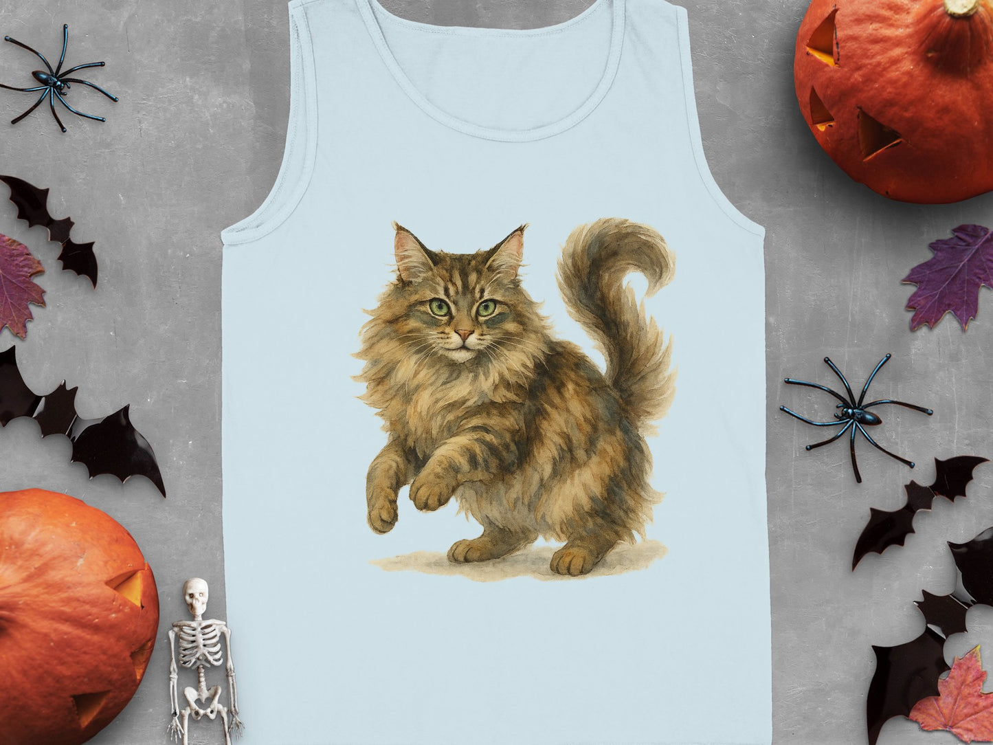 Adorable Fluffy Cat Artwork Halloween Tank product type