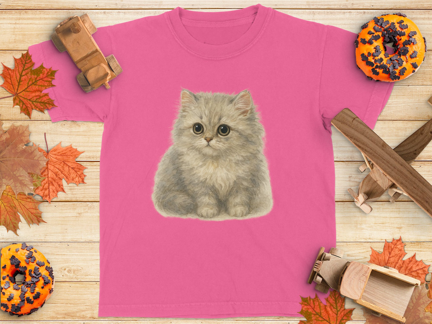 Cute Gray Kitten Pink Graphic T-Shirt product type