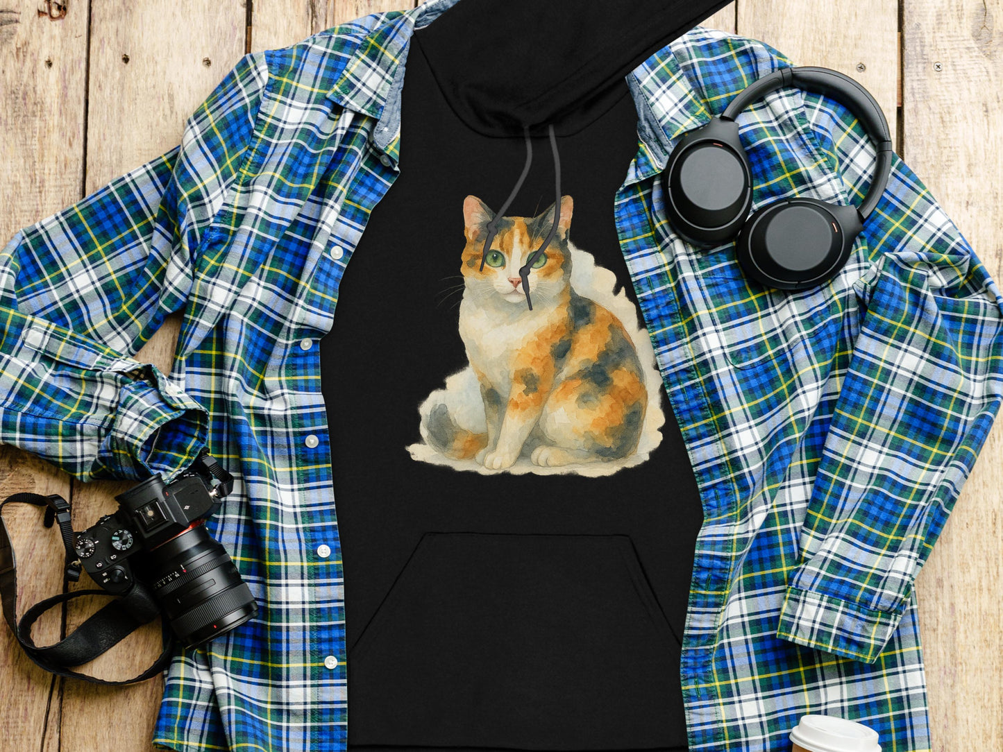Cute Calico Cat Graphic Printed Unisex Hoodie product type