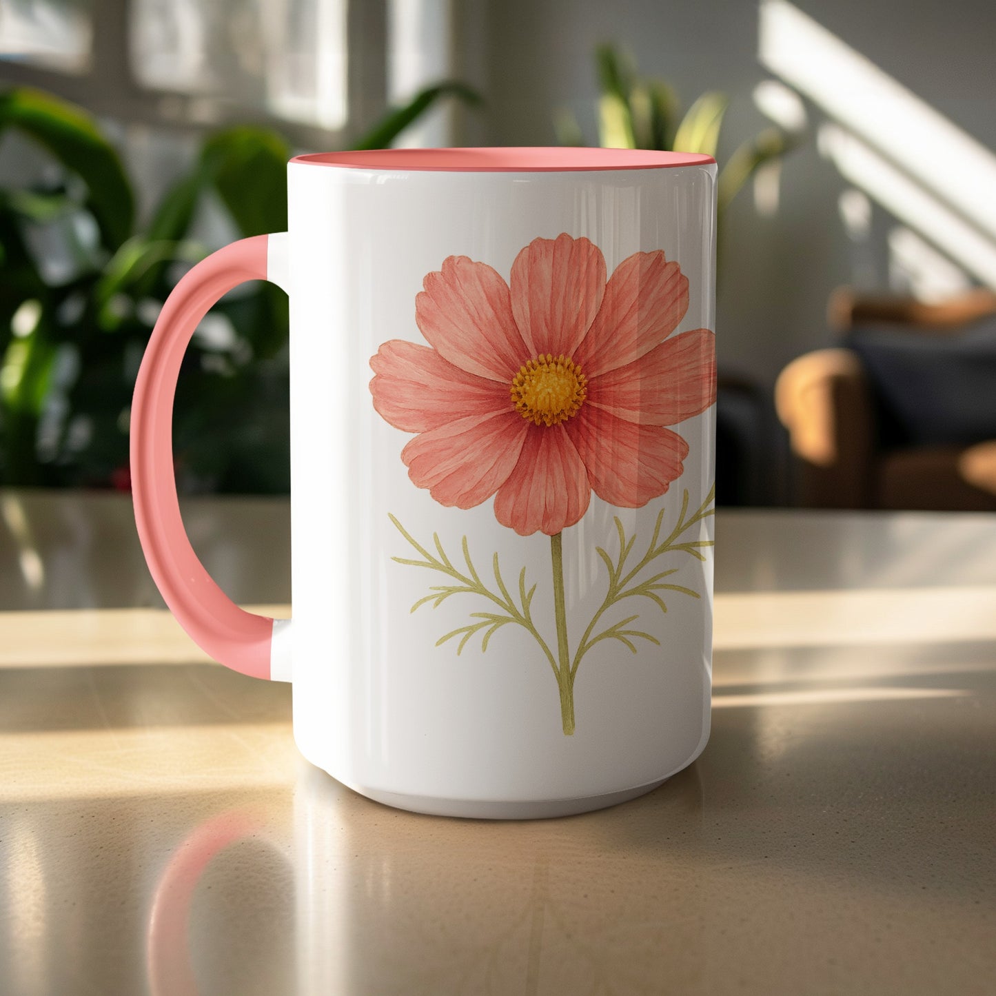 Beautiful Pink Flower Design Ceramic Coffee Mug product