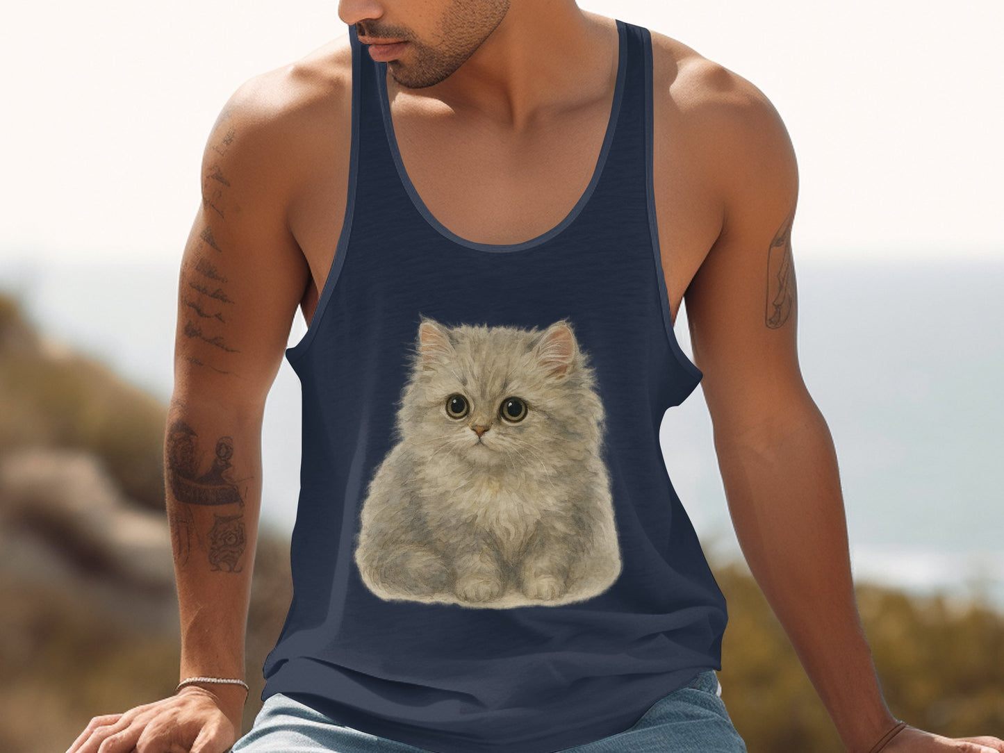 Adorable Fluffy Kitten Print on Tank Top product
