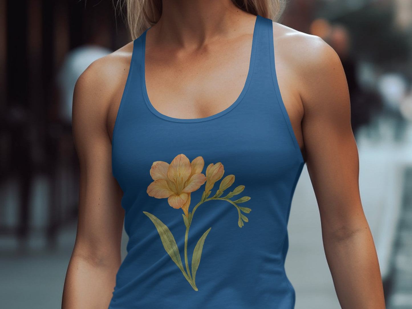 Floral Graphic Blue Racerback Tank Top product