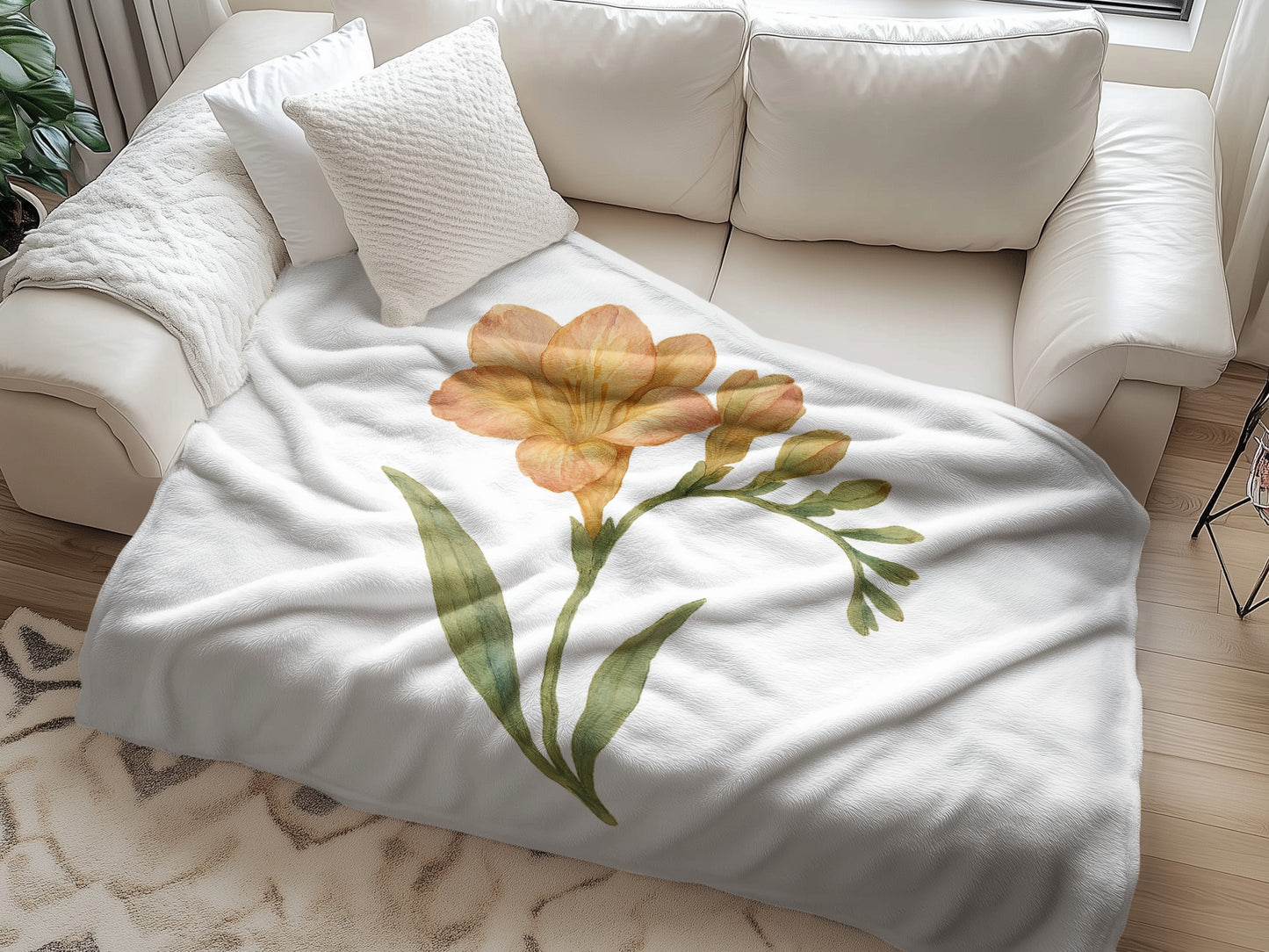 Delicate Flower Design Blanket Cozy Home Decor Product