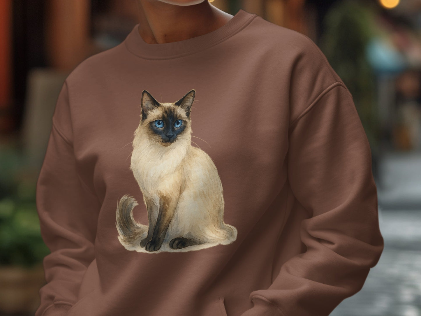 Adorable Siamese Cat Print Sweatshirt Unique Product