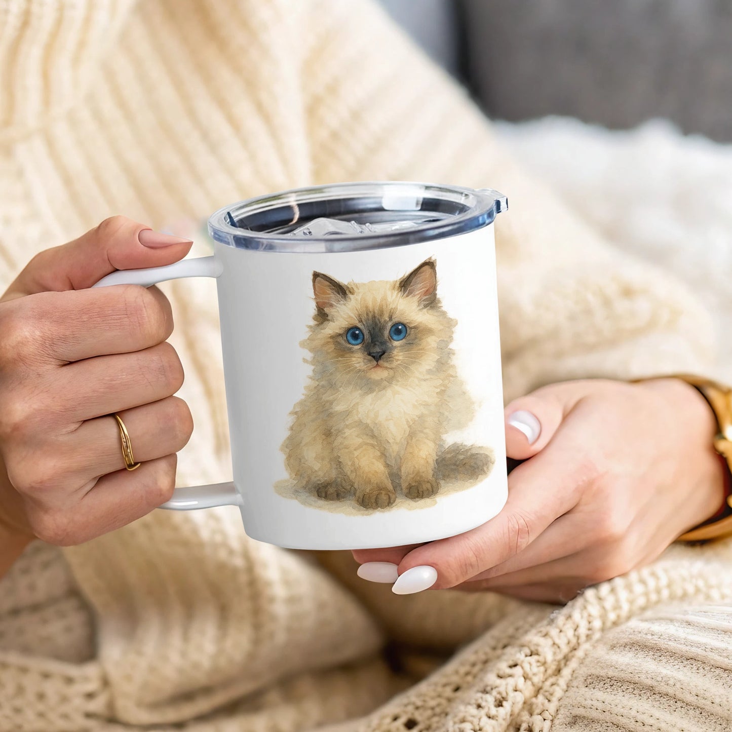 Adorable Fluffy Kitten Design On Ceramic Mug product