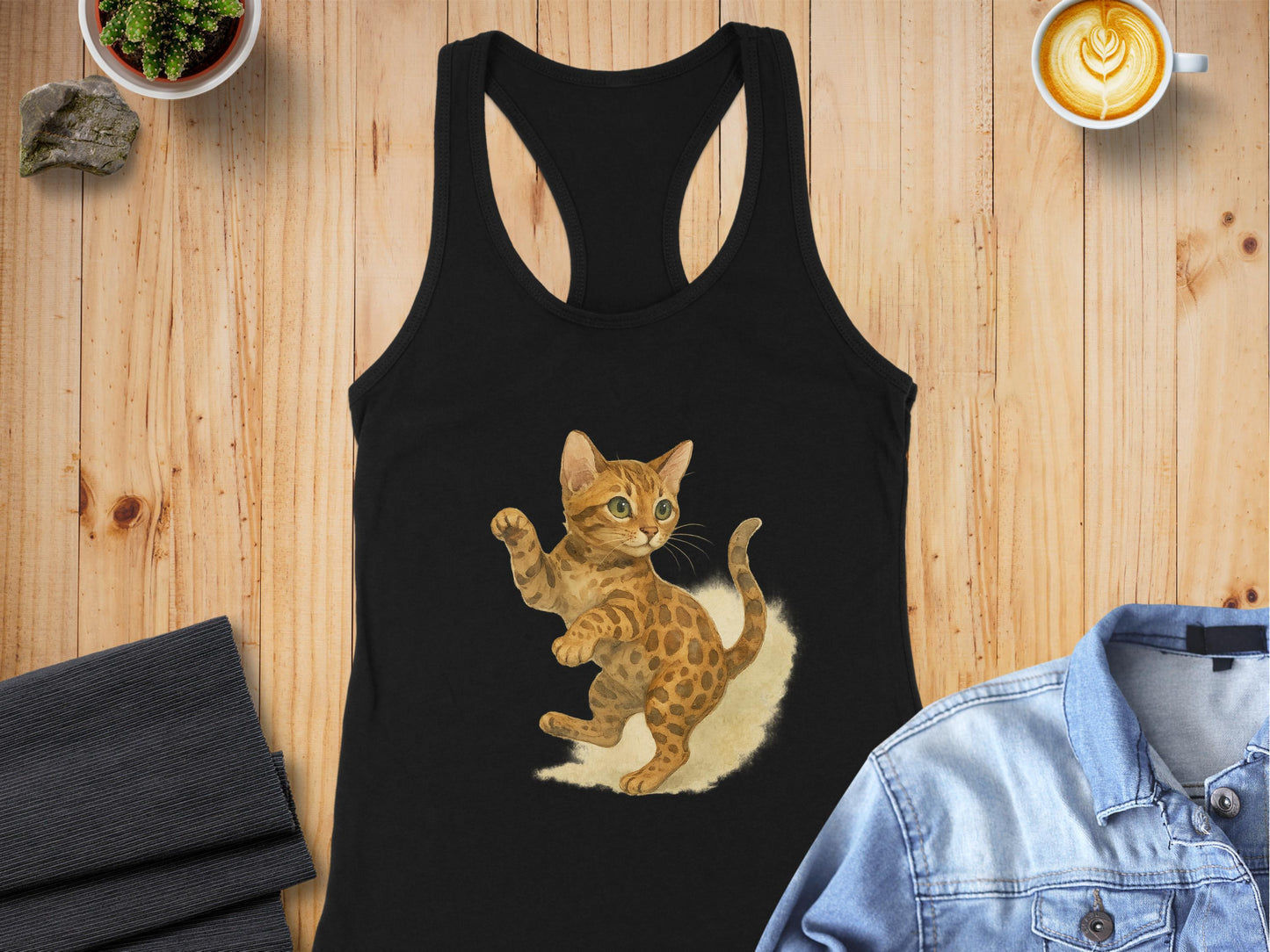 Cute Bengal Kitten Illustrated Design Tank Top product