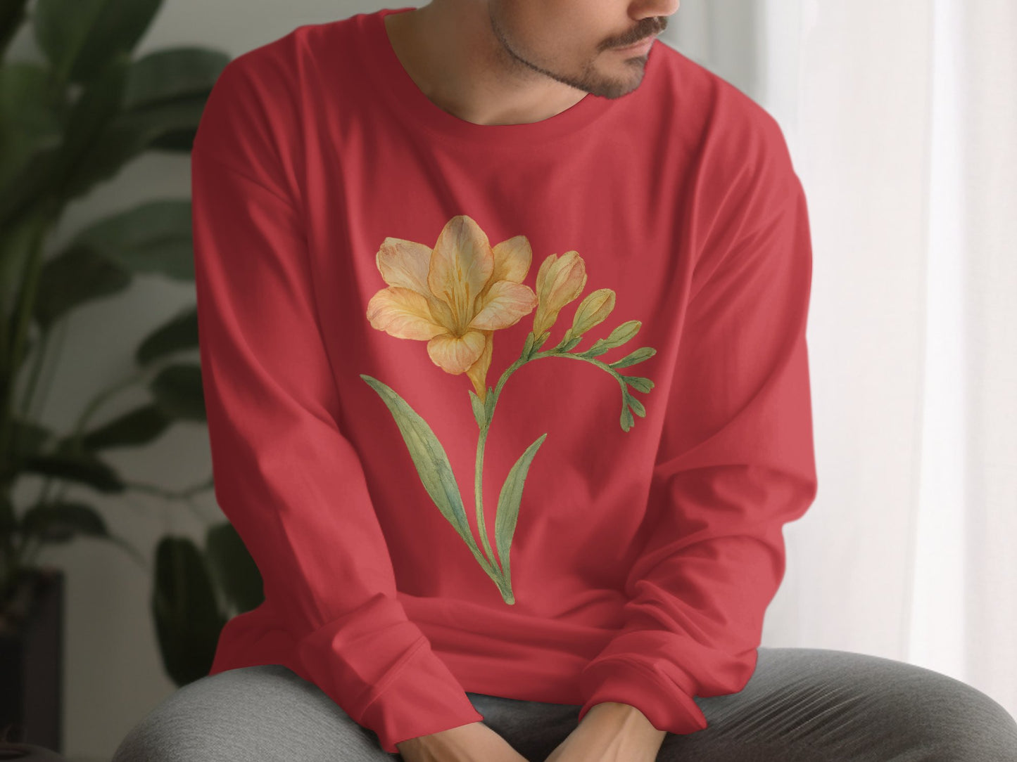 Floral Design Red Long Sleeve Shirt product type
