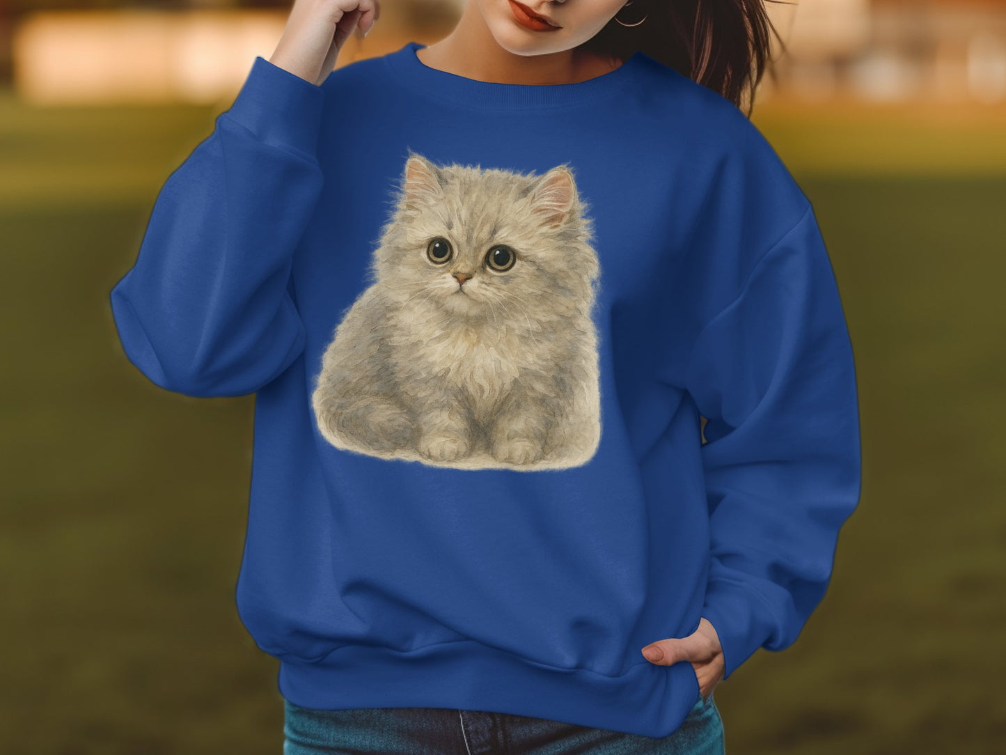 Adorable Fluffy Kitten Print Sweatshirt product type