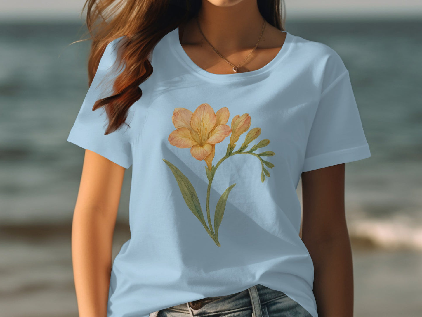 Beautiful Yellow Flower Print Casual T-shirt product