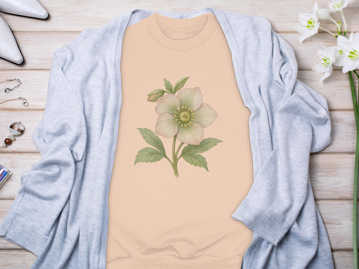 Elegant Pastel Shirt with Botanical Flower Design product