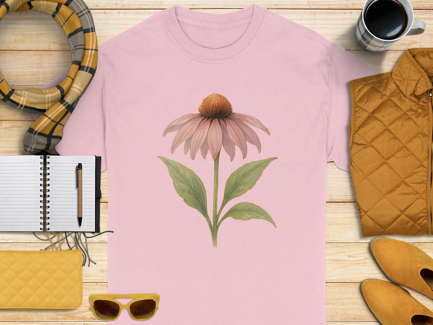 Pink Shirt with Botanical Flower Illustration product type