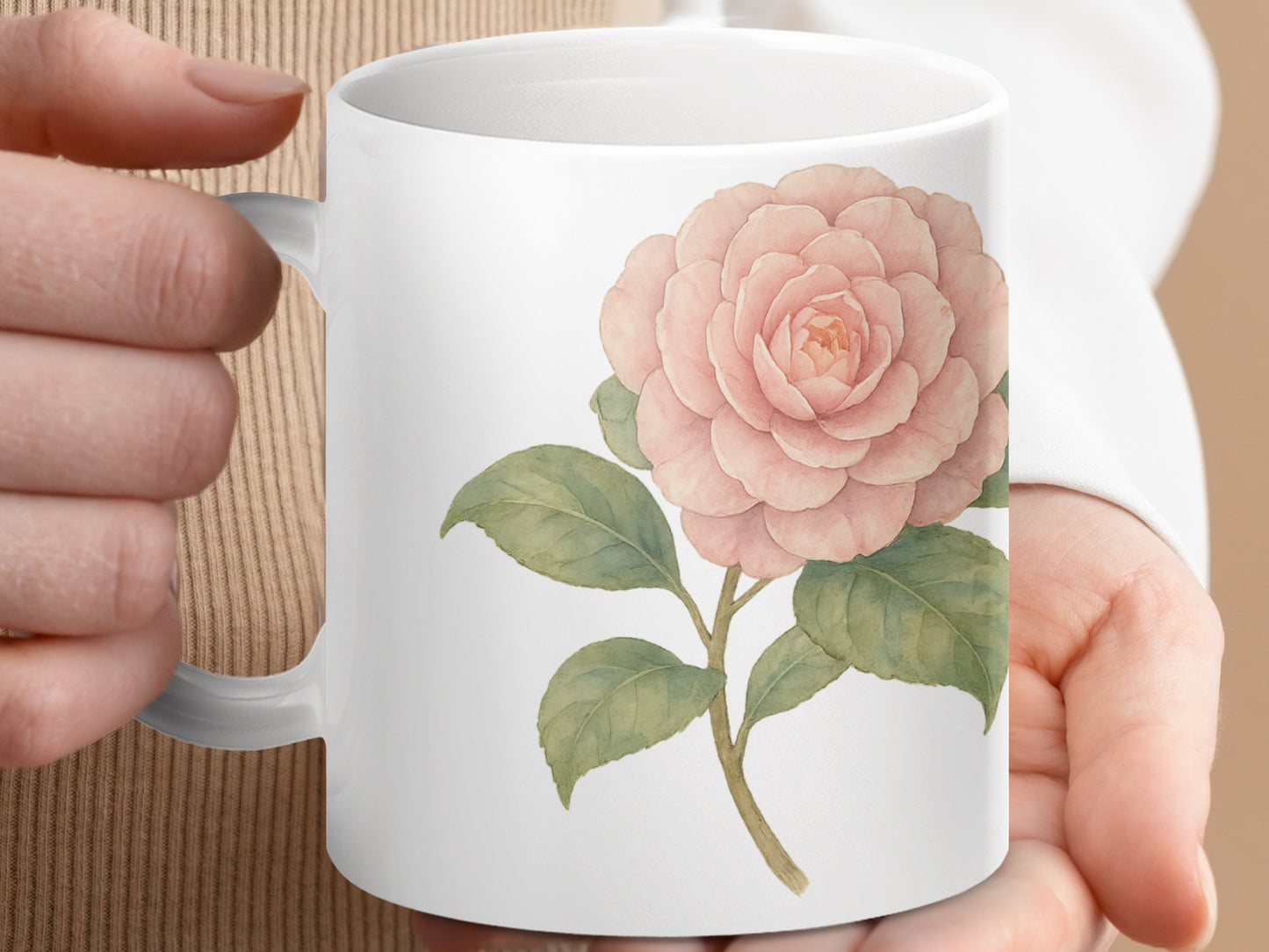 Beautiful Pink Flower Art on White Mug product