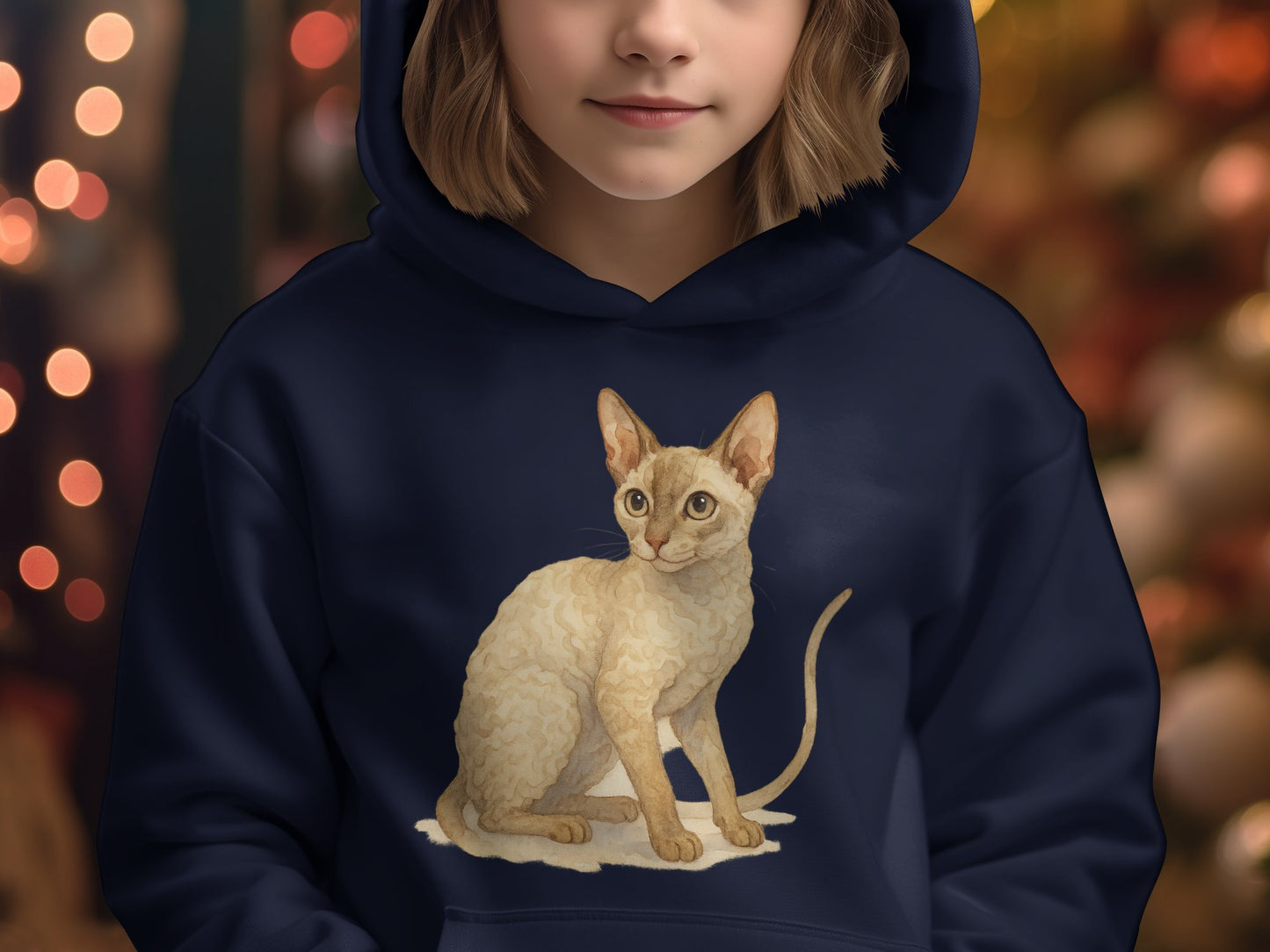 Cute Cat Design Navy Blue Hoodie Product type