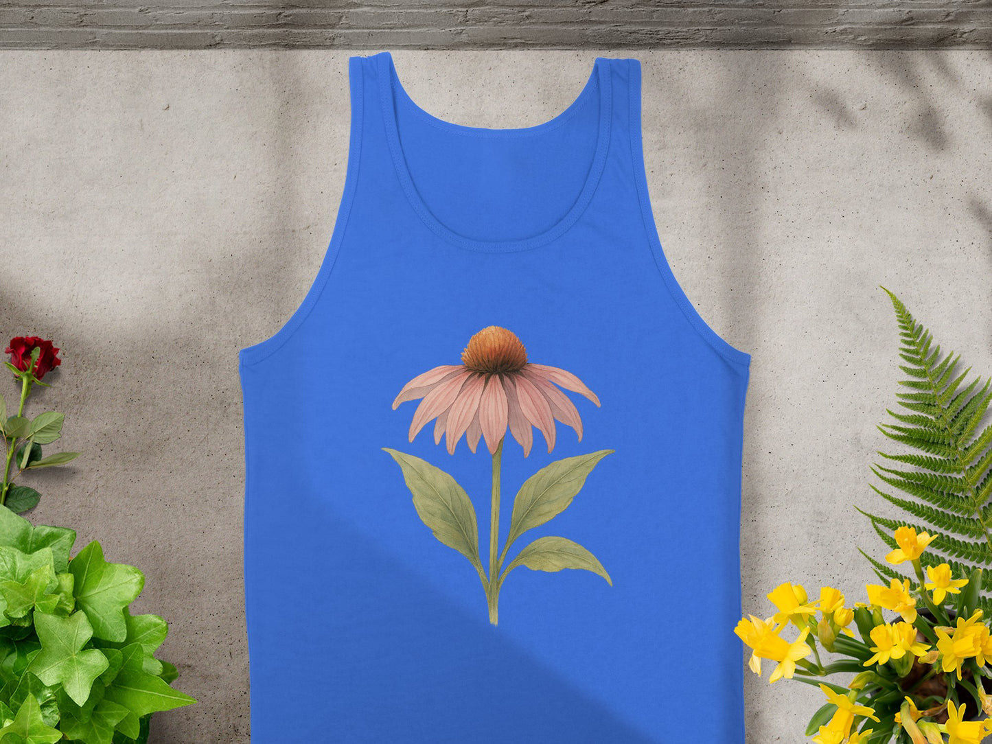 Floral Graphic Design Blue Tank Top product type