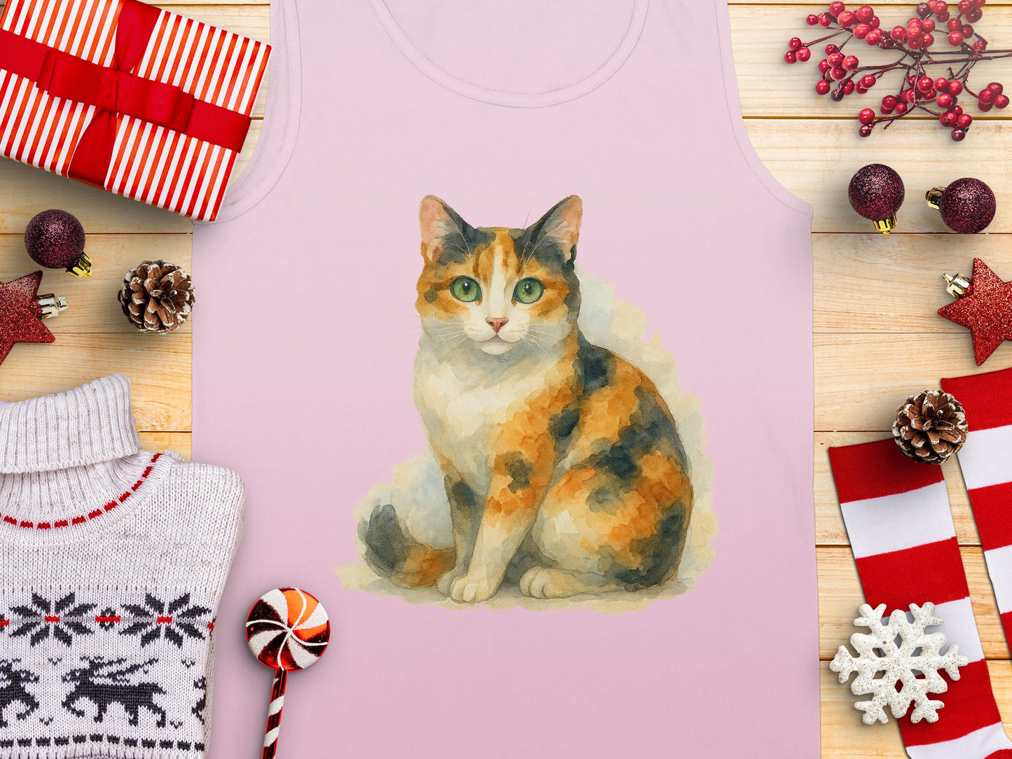 Calico Cat Art Design Sleeveless Christmas product type