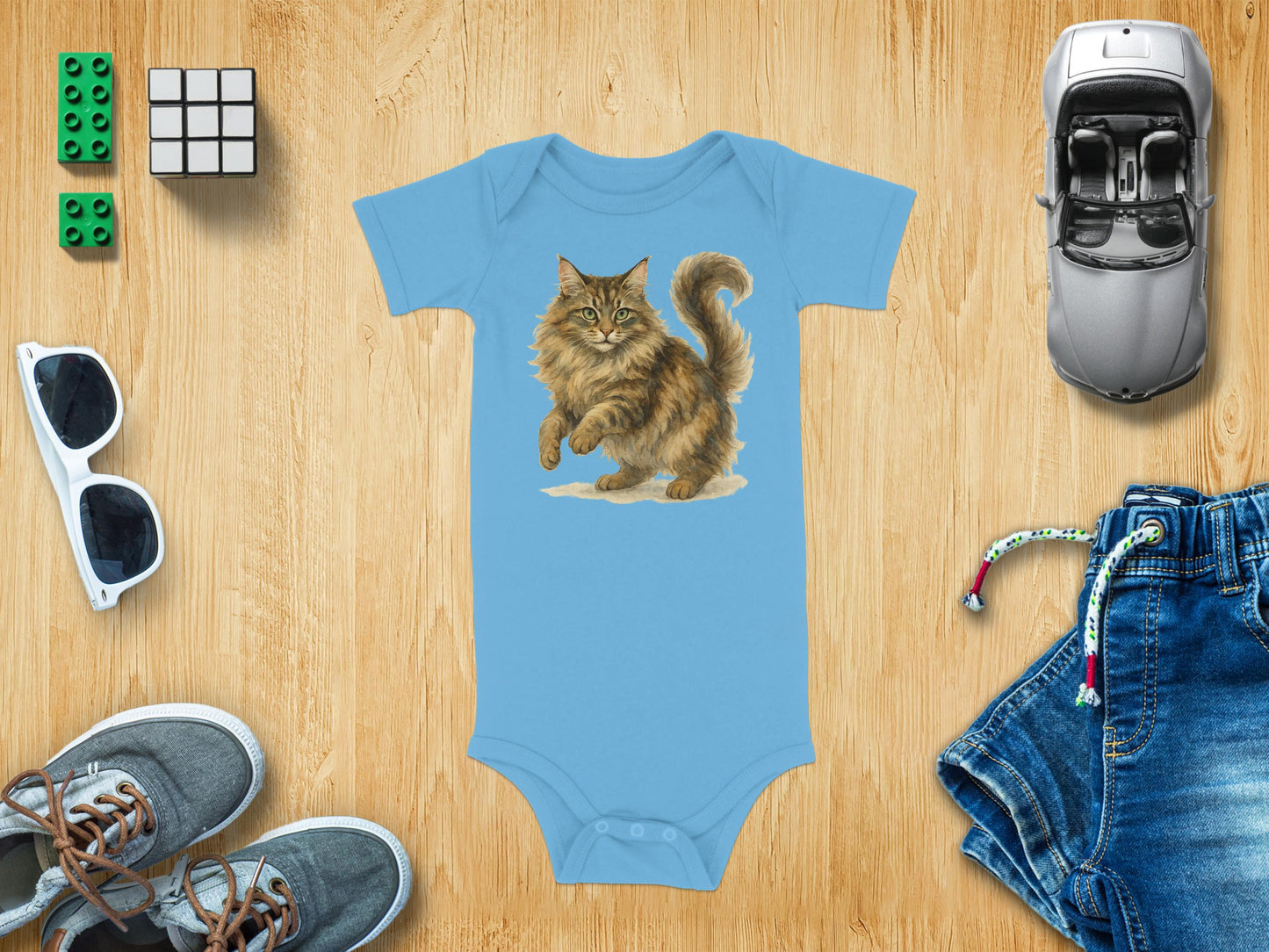 Cute Fluffy Cat Print Infant One-Piece product type